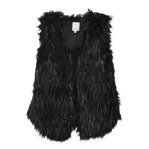 Ella Moss Peyton Faux Fur Vest Girls Size 12 Black Cream
